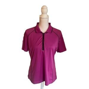 Monterey Club Women’s Shortsleeve 1/4 Zip Collared Golf Polo Shirt, Size Large